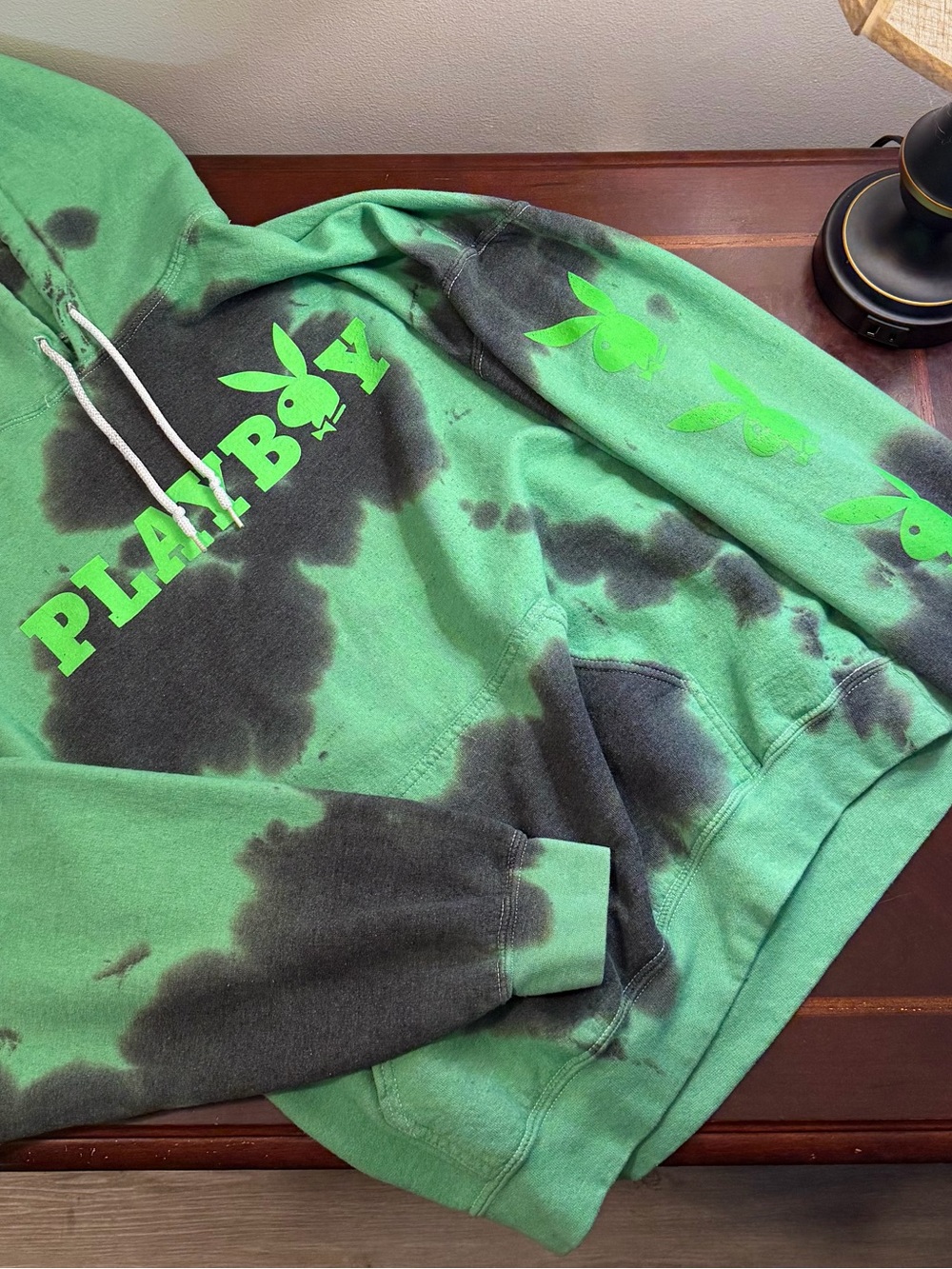 PLAYBOY Green and Black Tie-Dye Crewneck Sweatshirt